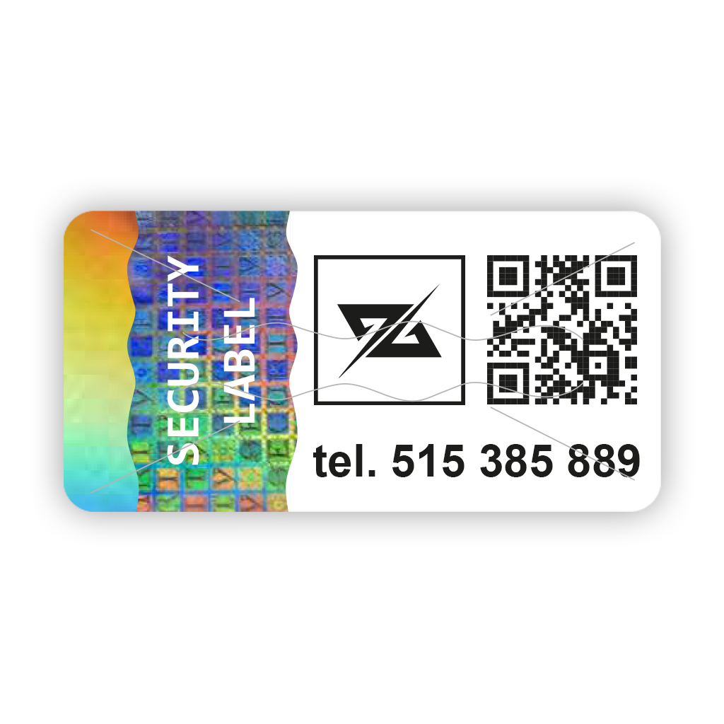 Plomba gwarancyjna na rozdzielnicę – Plomba Security Label 40 x 20 mm / Etykieta plombowa z kodem QR i logo